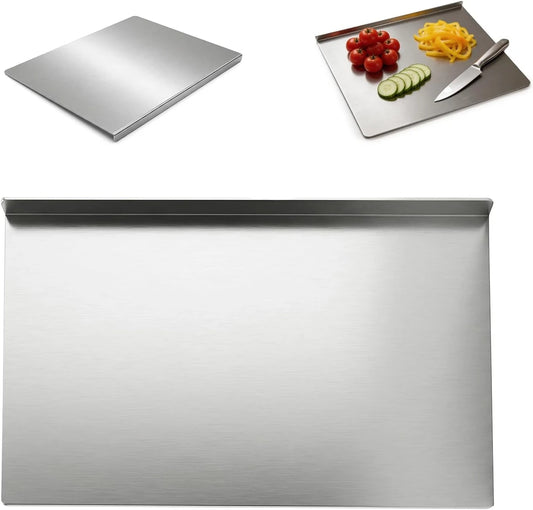 Stainless Steel Cutting Board with Lip,Stainless Steel Cutting Board – Ideal for Vegetables, Fruits, and Meat (15.75 × 11.81 × 0.59 Inches)