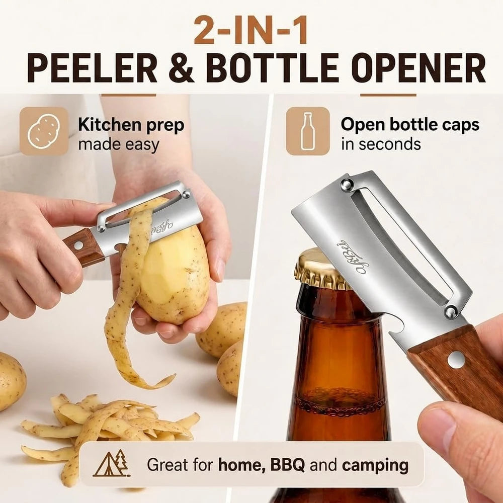 Wooden Handle Vegetable Peeler Set