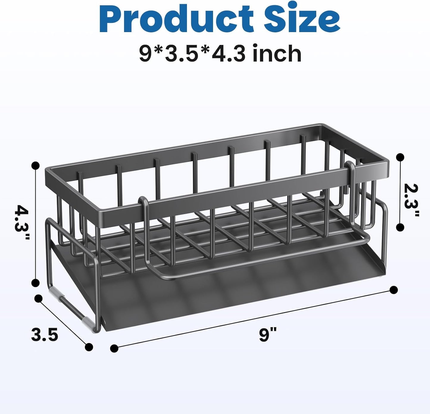 Kitchen Sink Caddy Organizer with Rag Holder,Self-Draining Sponge Holder for Countertop Soap Dispenser Organizers and Storage Essentials,Kitchen Decor and Accessories