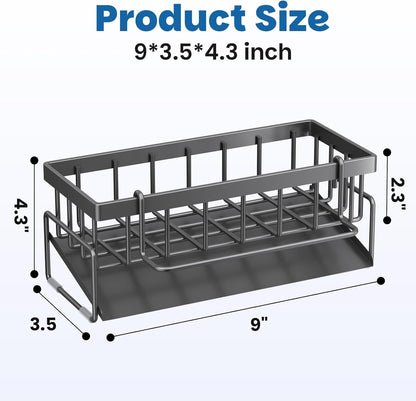 Kitchen Sink Caddy Organizer with Rag Holder,Self-Draining Sponge Holder for Countertop Soap Dispenser Organizers and Storage Essentials,Kitchen Decor and Accessories